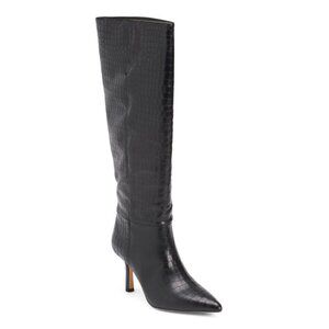 LIVERPOOL LA Black Leather Bryn Heeled Boots